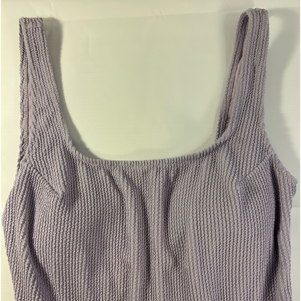 H&M, Purple Ribbed Swimsuit, EUC